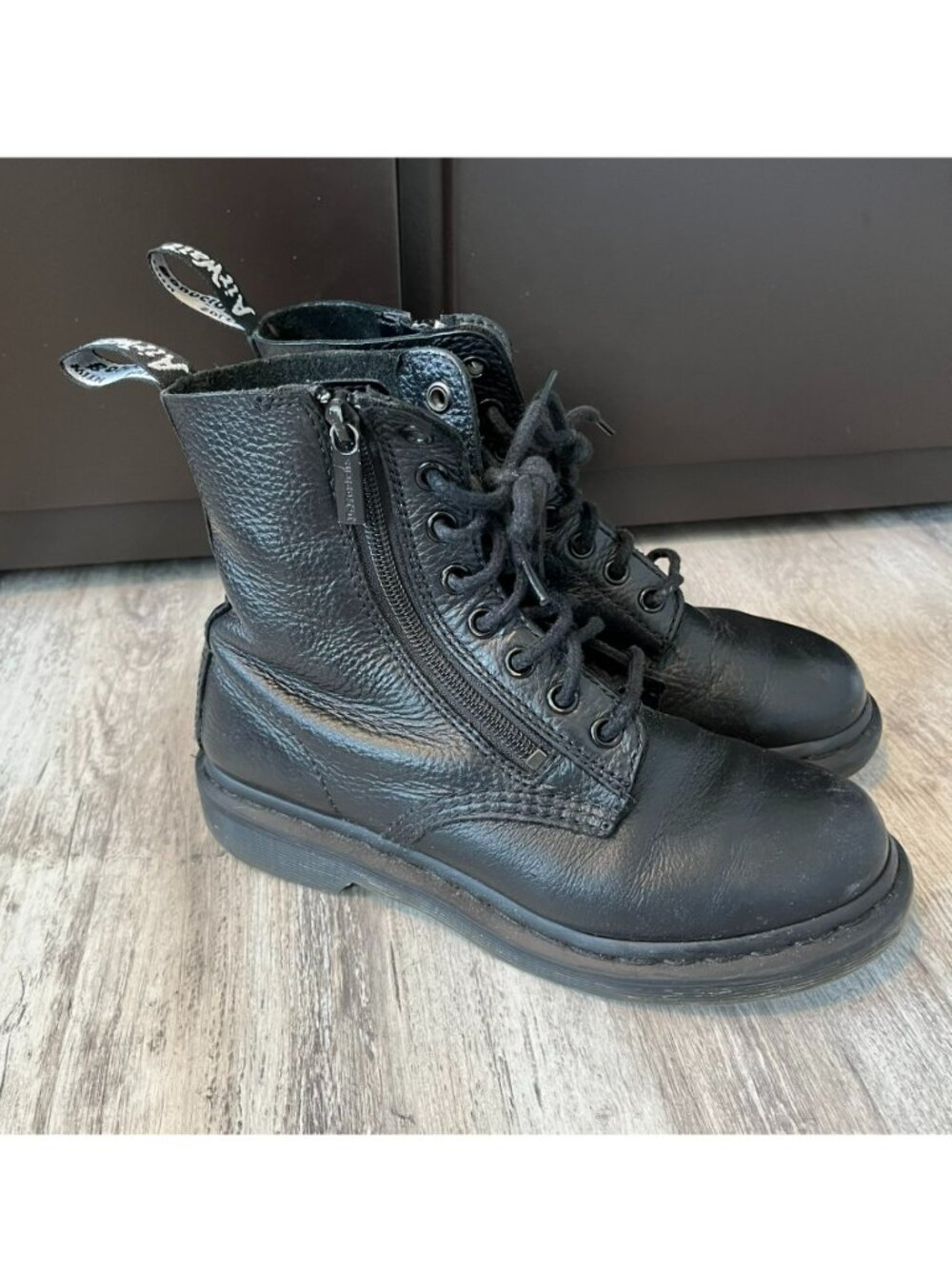 Dr. Martens 1460 Pascal W's Zip + Lace-Up Leather Boots, Black Mono, UK 4/US 6